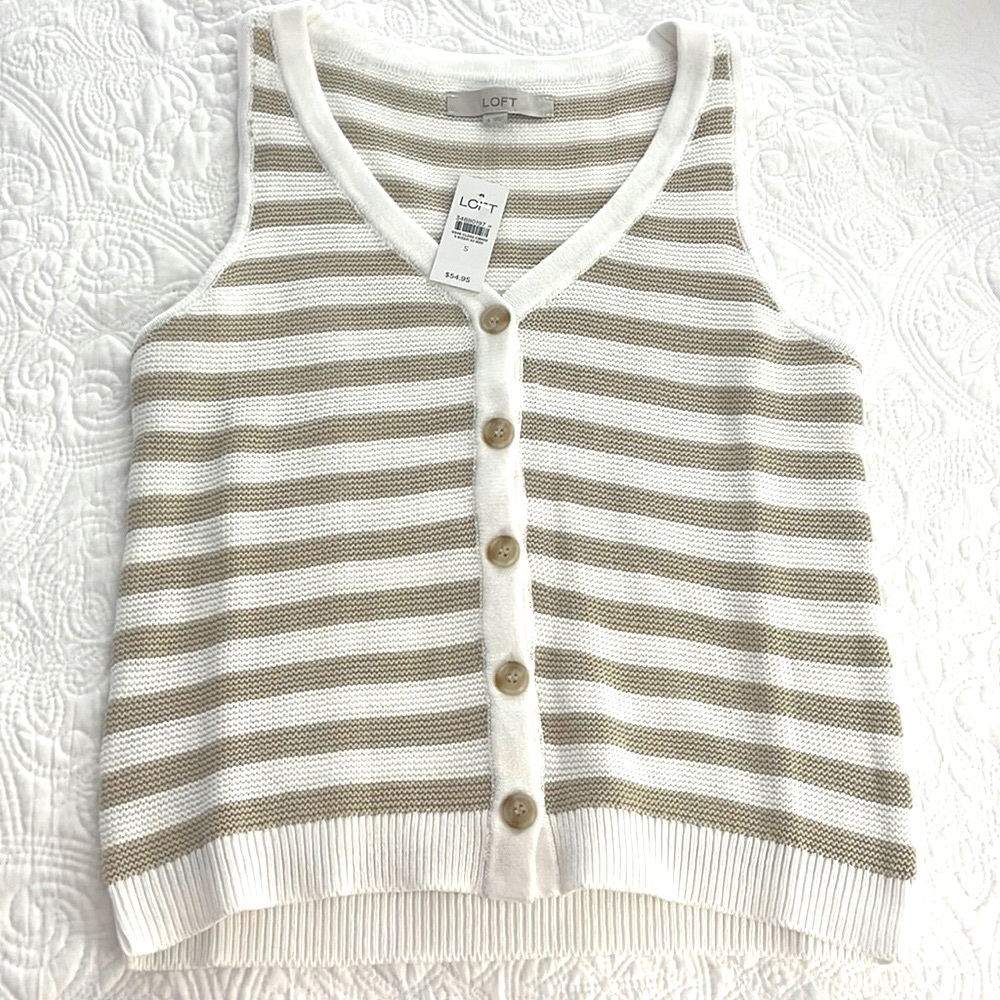 Loft striped button, V-neck sweater, tank top
